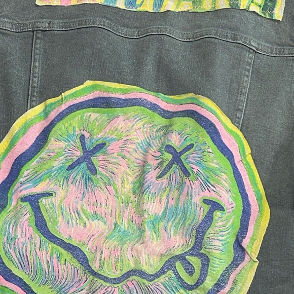NWT UpCycled Nirvana Graphic Denim vest size Small - Picture 4 of 6